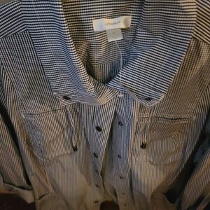 CJ Banks Black and White Striped Utility Jacket